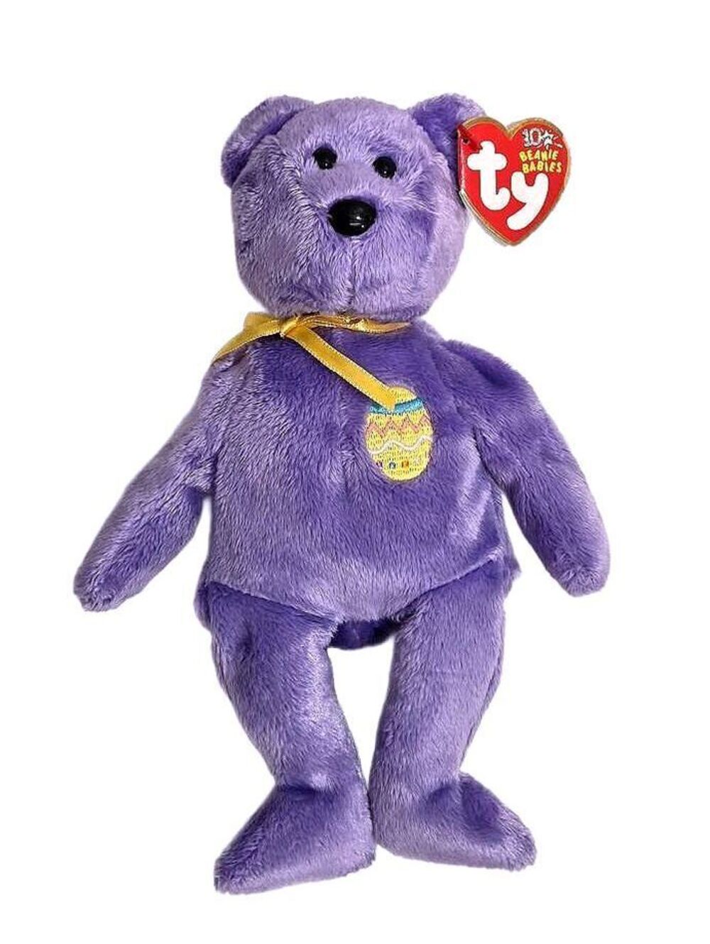 Ty Beanie Baby Eggs III Bear 2002 Easter Purple Style 4367 10th Gen Tag